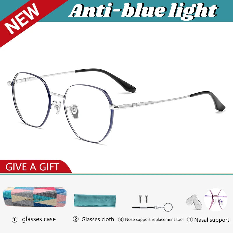 Vicky Women's Full Rim Square Polygon Titanium Reading Glasses 621280