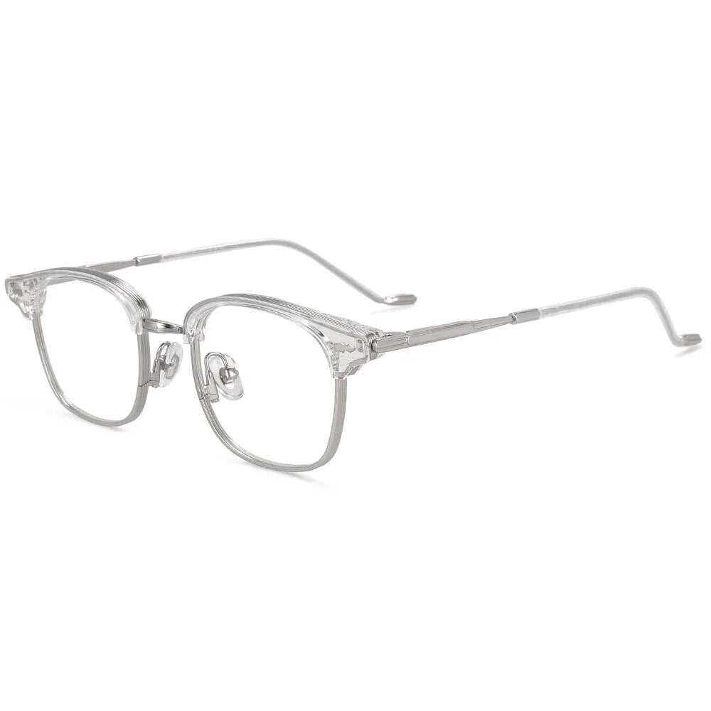 CCspace Women's Full Rim Square Alloy Acetate Reading Glasses R49425 Reading Glasses CCspace C1clear China 0