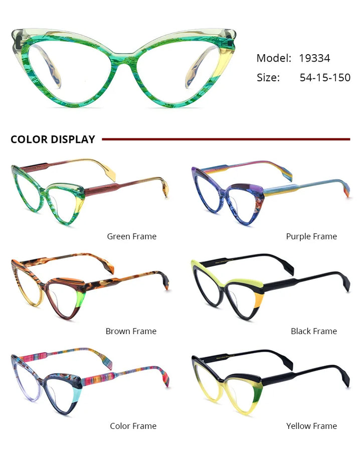 Nobler Unisex Full Rim Thick Cat Eye Acetate Eyeglasses 19334 Full Rim Nobler