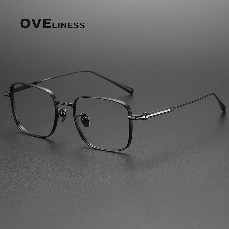 Oveliness Men's Full Rim Square Titanium Eyeglasses 80984 Full Rim Oveliness black  