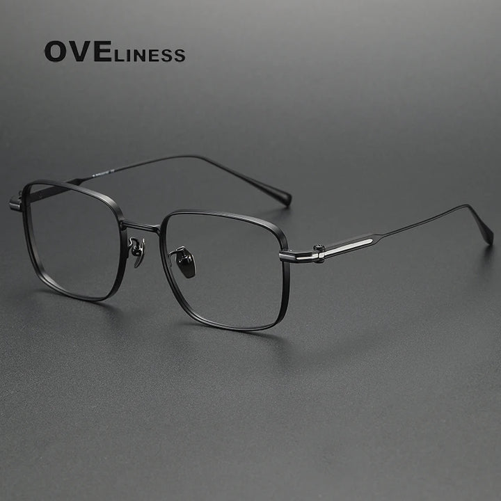 Oveliness Men's Full Rim Square Titanium Eyeglasses 80984 Full Rim Oveliness black  