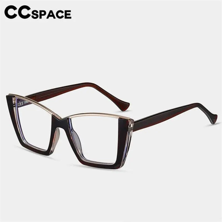 CCspace Women's Semi Rim Square Tr 90 Titanium Eyeglasses 57014 Semi Rim CCspace