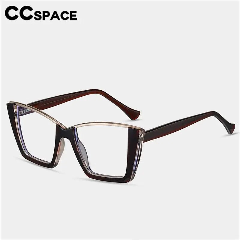 CCSpace Women's Semi Rim Square Tr 90 Titanium Eyeglasses 57014 Semi Rim CCspace   