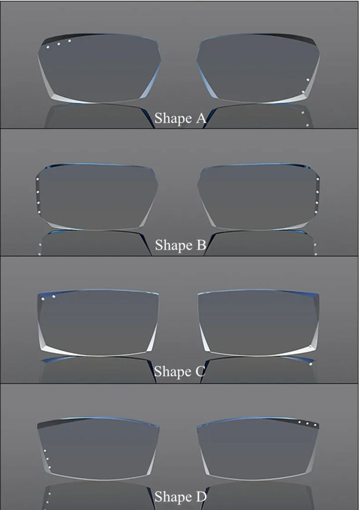 Chashma Ochki Men's Rimless Square Titanium Diamond Cut Eyeglasses 82077