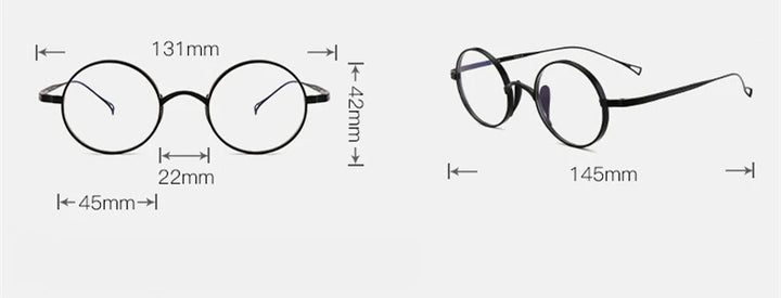 Black Mask Women's Full Rim Round Titanium Eyeglasses 63199