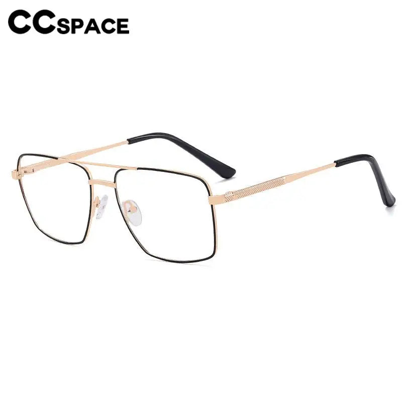 CCspace Unisex Full Rim Square Double Bridge Alloy Eyeglasses 57288 Full Rim CCspace