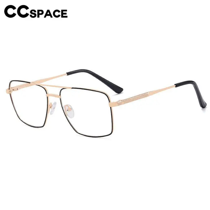 CCSpace Unisex Full Rim Square Double Bridge Alloy Eyeglasses 57288 Full Rim CCspace   