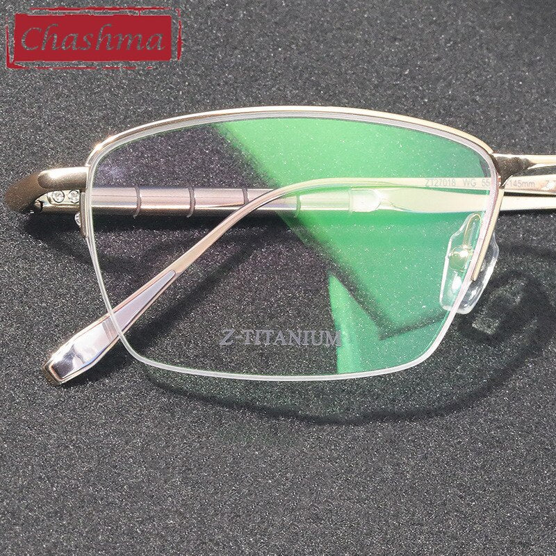 Chashma Men's Semi Rim Square Titanium Eyeglasses 7018 Semi Rim Chashma Gold  
