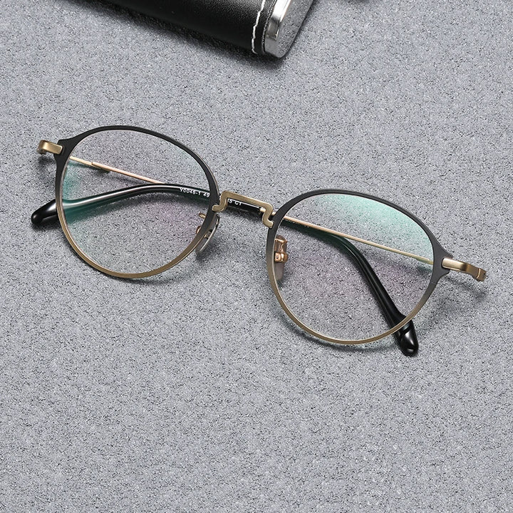 Black Mask Unisex Full Rim Oval Round Titanium Eyeglasses 60046