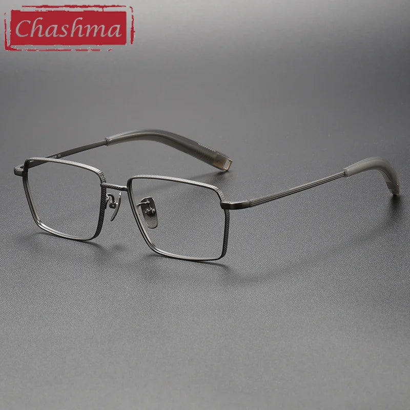 Chashma Ottica Men's Full Rim Square Titanium Eyeglasses 07519 Full Rim Chashma Ottica Gray  