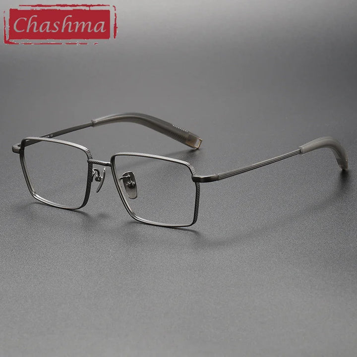 Chashma Ottica Men's Full Rim Square Titanium Eyeglasses 07519 Full Rim Chashma Ottica Gray  