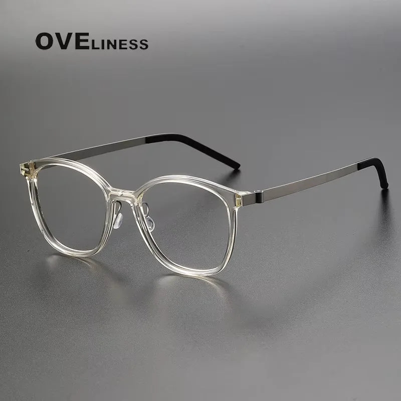 Oveliness Women's Full Rim Oval Square Acetate Titanium Eyeglasses 21851