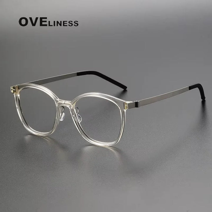 Oveliness Women's Full Rim Oval Square Acetate Titanium Eyeglasses 21851