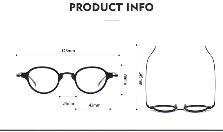 Black Mask Unisex Full Rim Oval Round Titanium Acetate Eyeglasses 34182