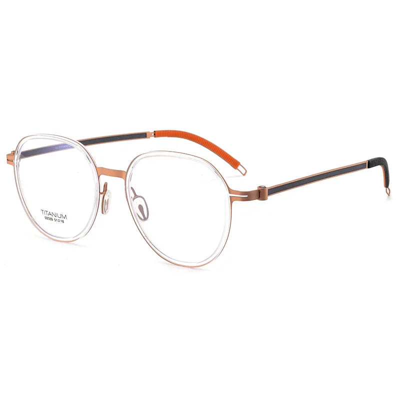 CCspace Unisex Full Rim Round Titanium Eyeglasses 57284 Full Rim CCspace Gold