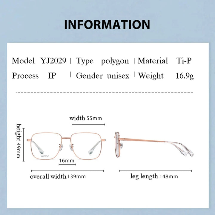 Hotony Women's Full Rim Square Polygon Titanium Eyeglasses 32029