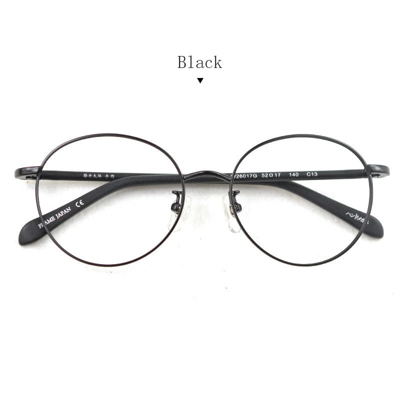 Hdcrafter Unisex Full Rim Round Alloy Eyeglasses 826017 Full Rim Hdcrafter Eyeglasses Black