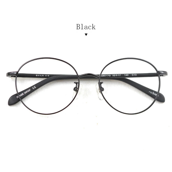 Hdcrafter Unisex Full Rim Round Alloy Eyeglasses 826017 Full Rim Hdcrafter Eyeglasses Black
