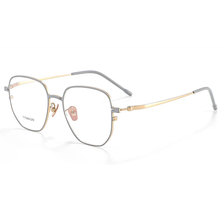 Aror Unisex Full Rim Polygon Square Titanium Eyeglasses 47813 Full Rim Aror Gray Glod