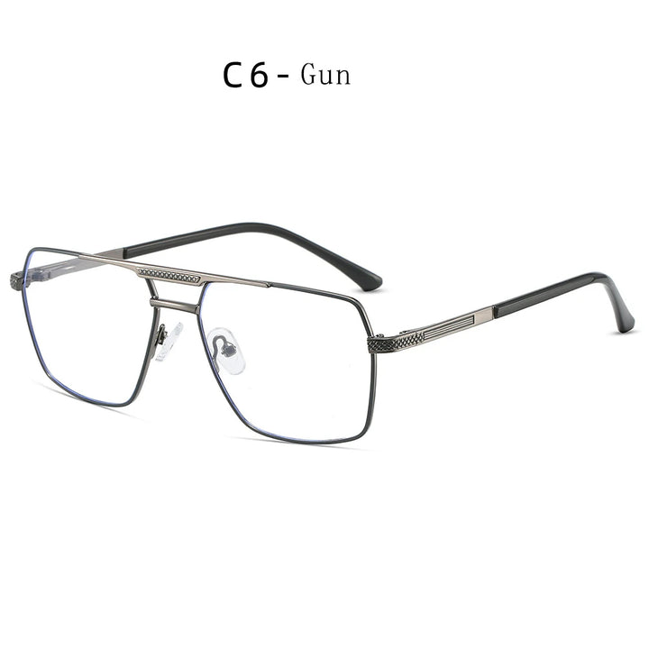 Hdcrafter Men's Full Rim Square Double Bridge Titanium Eyeglasses 6929 Full Rim Hdcrafter Eyeglasses C6-Gun  