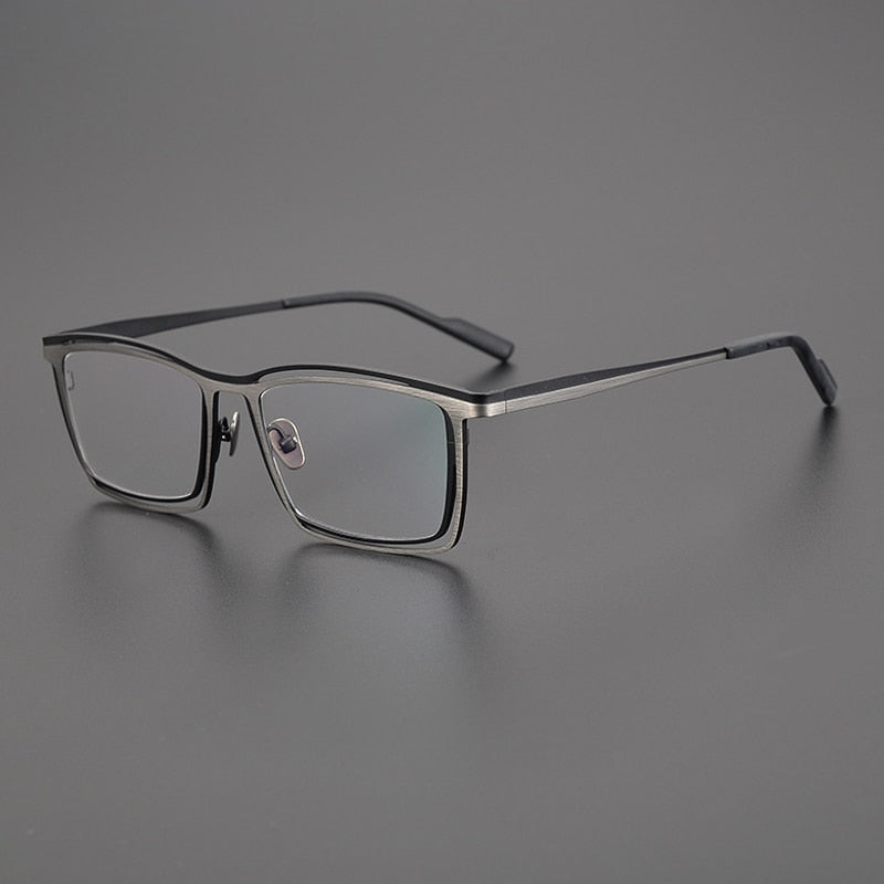 Gatenac Unisex Full Rim Square Titanium Eyeglasses Gxyj1021 Full Rim Gatenac Gray Black
