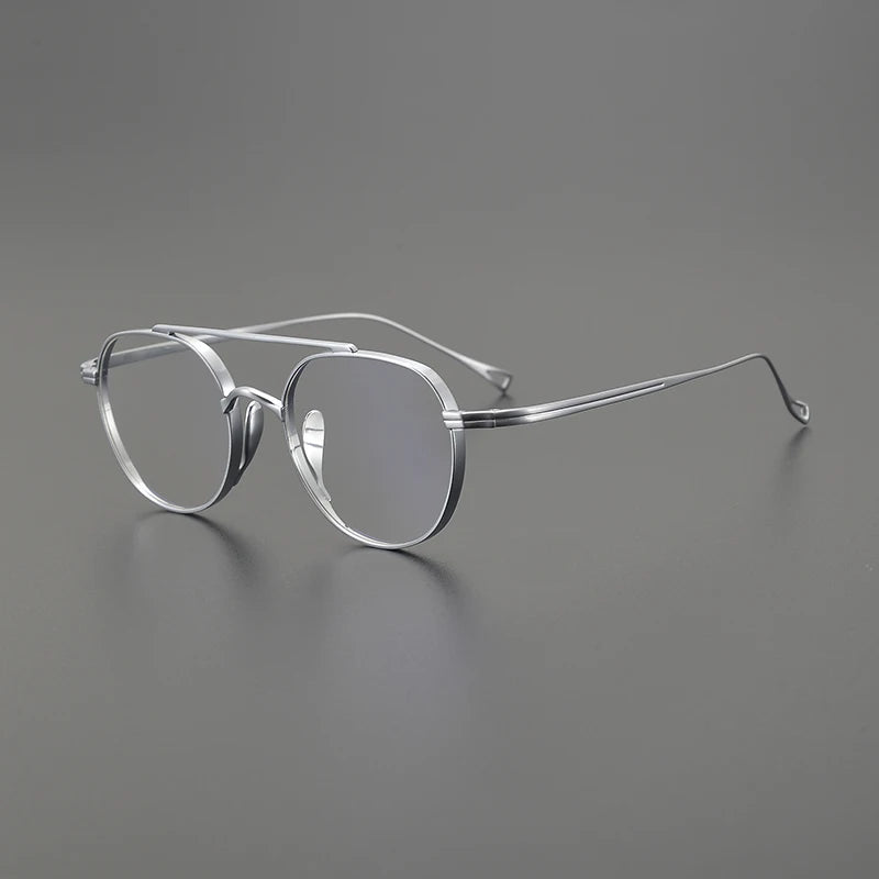 Black Mask Unisex Full Rim Square Double Bridge Titanium Eyeglasses 9503 Full Rim Black Mask Silver