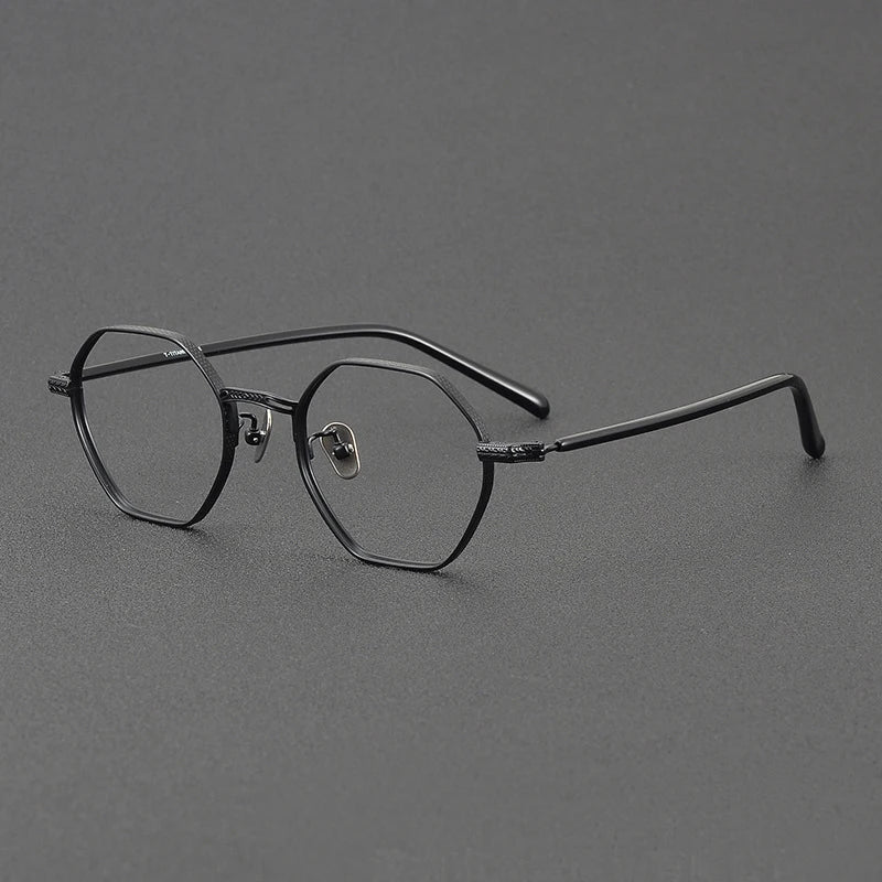 Black Mask Women's Full Rim Polygon Oval Titanium Eyeglasses 63040
