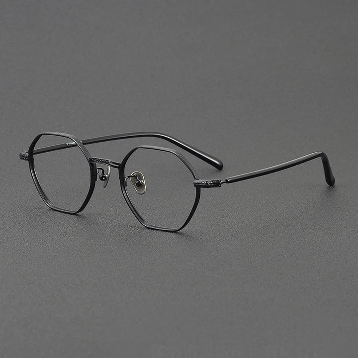Black Mask Women's Full Rim Polygon Oval Titanium Eyeglasses 63040