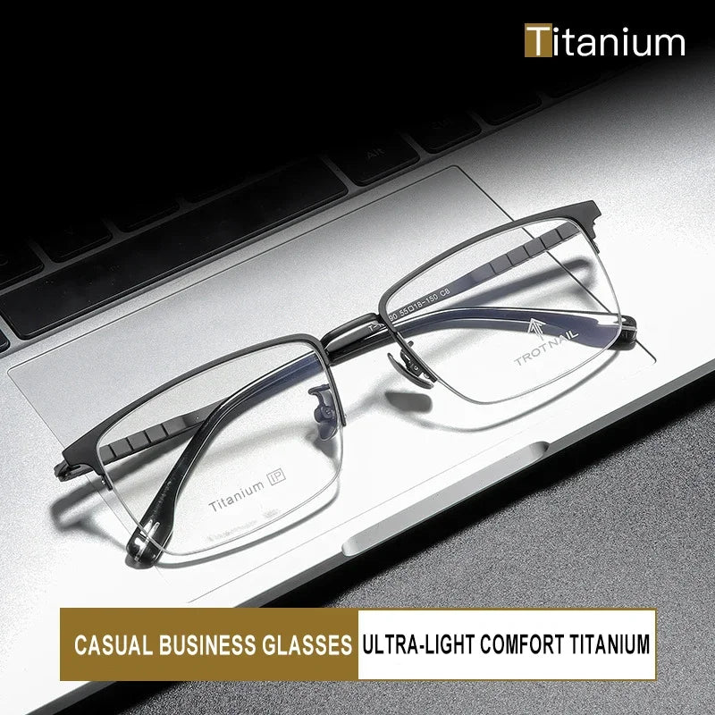 Vicky Men's Semi Rim Square Titanium Reading Glasses 18090 Reading Glasses Vicky