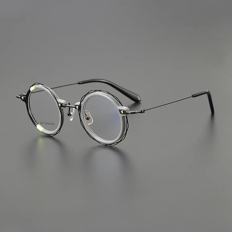 Nobler Unisex Full Rim Round Acetate Titanium Eyeglasses G503 Full Rim Nobler C5