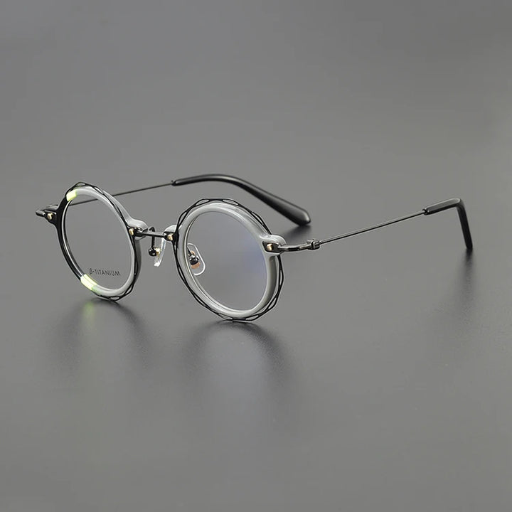 Nobler Unisex Full Rim Round Acetate Titanium Eyeglasses G503 Full Rim Nobler C5