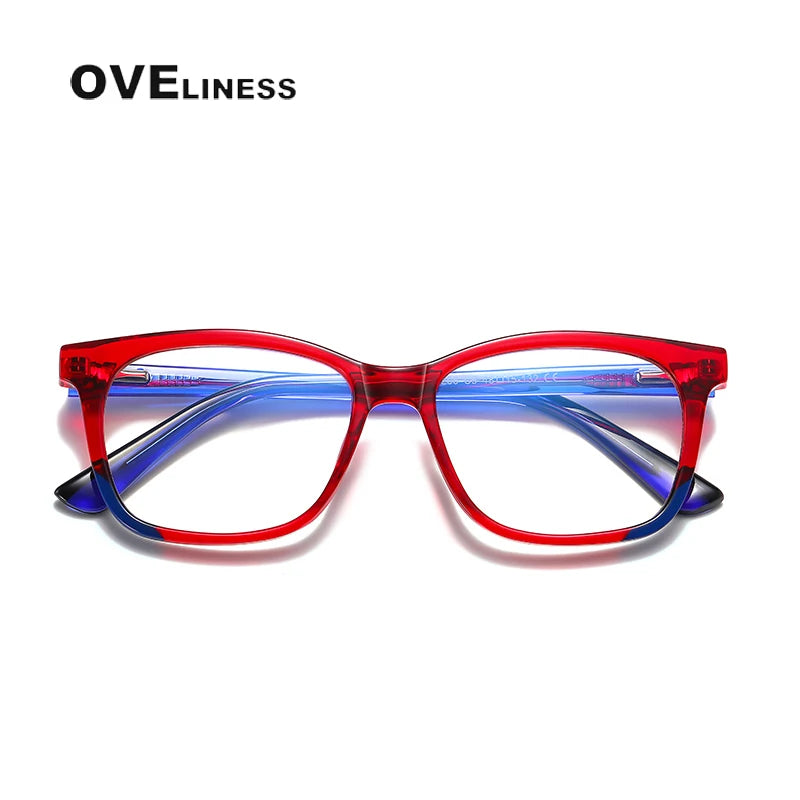 Oveliness Youth Unisex Full Rim Square Tr 90 Titanium Eyeglasses 20206 Full Rim Oveliness red