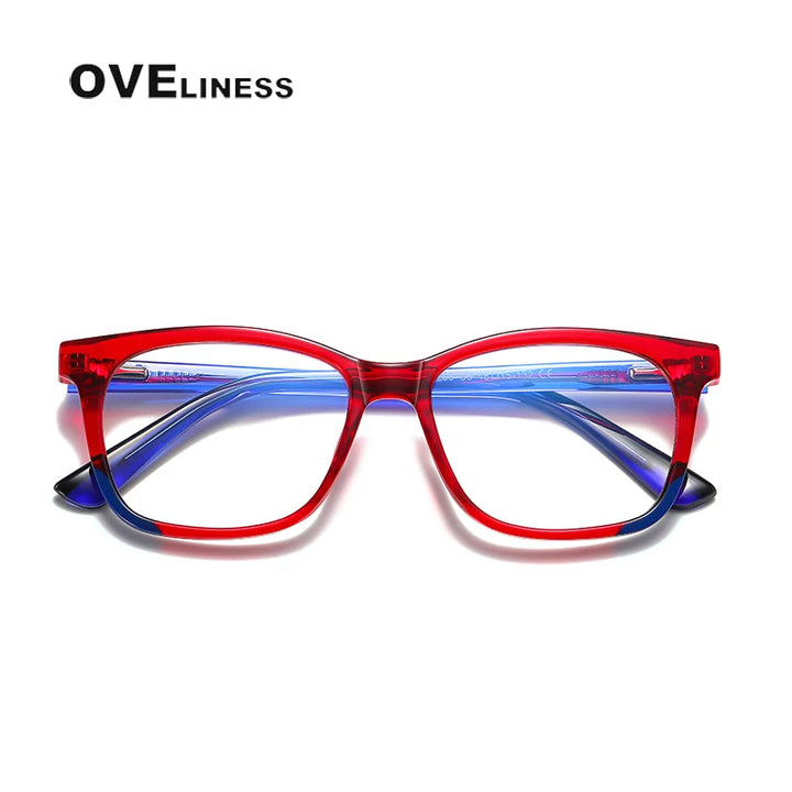 Oveliness Youth Unisex Full Rim Square Tr 90 Titanium Eyeglasses 20206 Full Rim Oveliness red