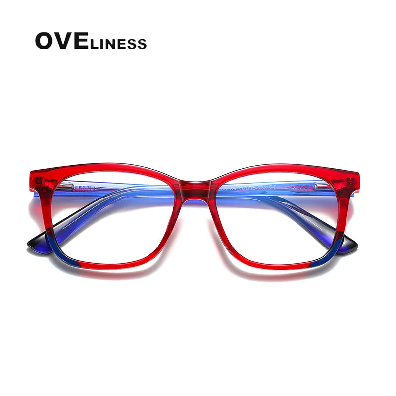 Oveliness Youth Unisex Full Rim Square Tr 90 Titanium Eyeglasses 20206 Full Rim Oveliness red  