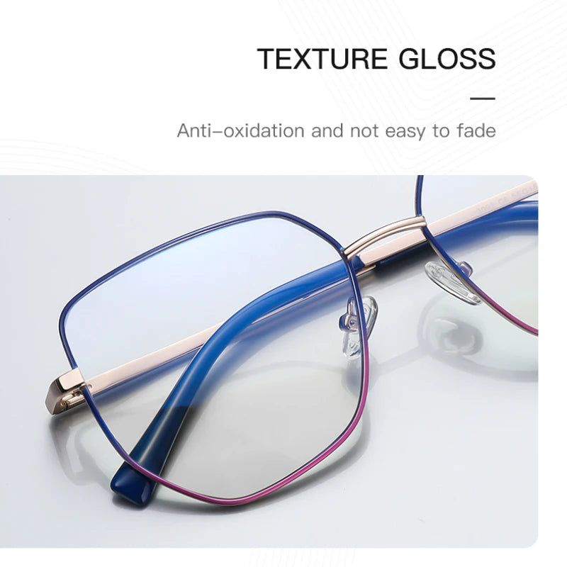 Vicky Women's Full Rim Polygon Square Stainless Steel Reading Glasses 3093 Reading Glasses Vicky