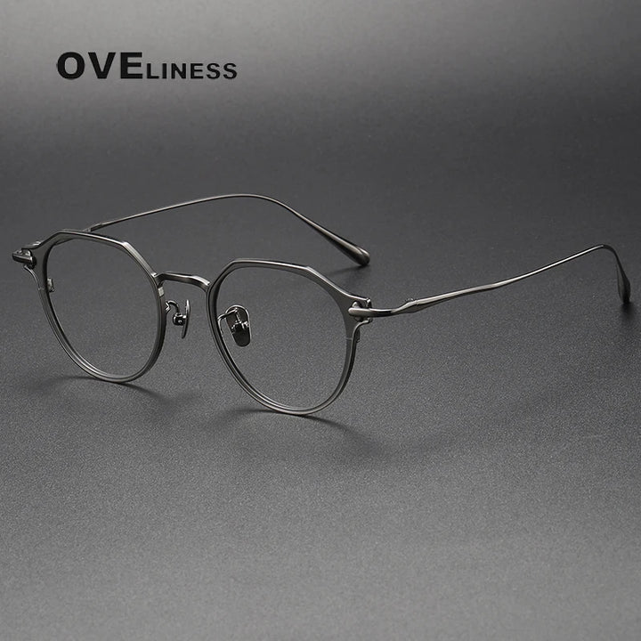 Oveliness Unisex Full Rim Polygon Titanium Eyeglasses 4821 Full Rim Oveliness gun