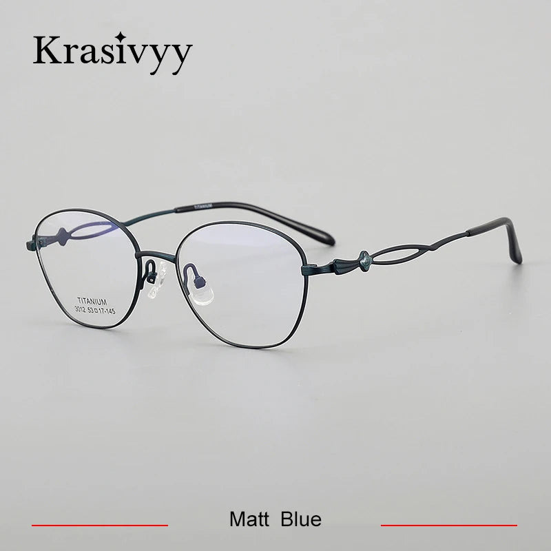 Krasivyy Unisex Full Rim Polygon Oval Titanium Eyeglasses 33012