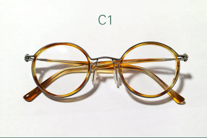 Yujo Unisex Full Rim Oval Round Titanium Acetate Eyeglasses 61424