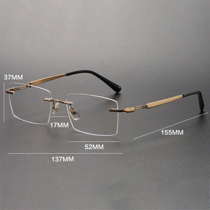 Hdcrafter Women's Rimless Square Titanium Eyeglasses  233302