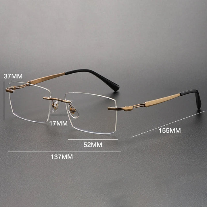 Hdcrafter Women's Rimless Square Titanium Eyeglasses  233302