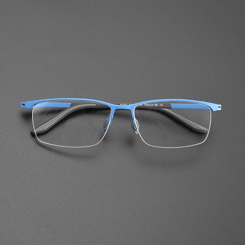 Nobler Unisex Semi Rim Square Titanium Eyeglasses 1730 Full Rim Nobler C2