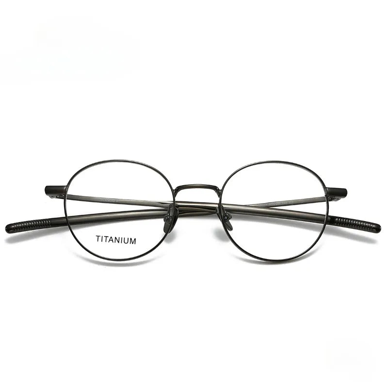 Hewei Unisex Full Rim Round Titanium Eyeglasses 07017