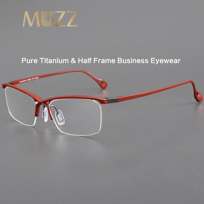 Muzz Women's Semi Rim Square Brow Line Titanium Eyeglasses 59222