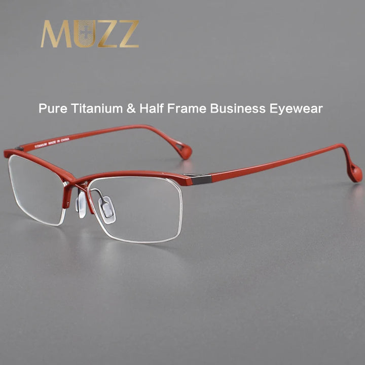 Muzz Women's Semi Rim Square Brow Line Titanium Eyeglasses 59222