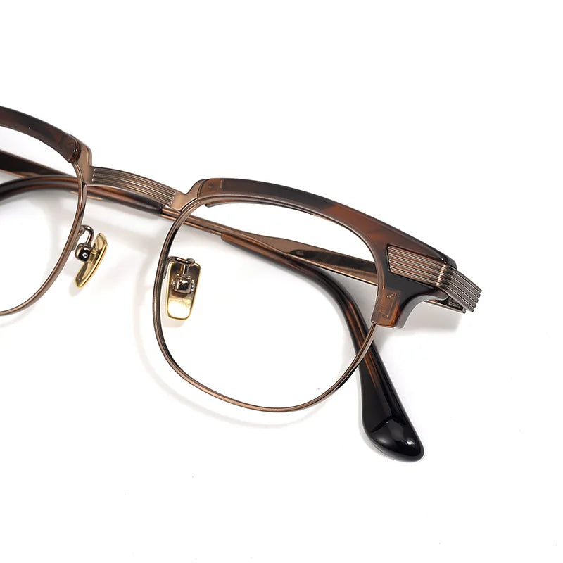 Black Mask Unisex Full Rim Oval Square Titanium Acetate Eyeglasses 42909 Full Rim Black Mask
