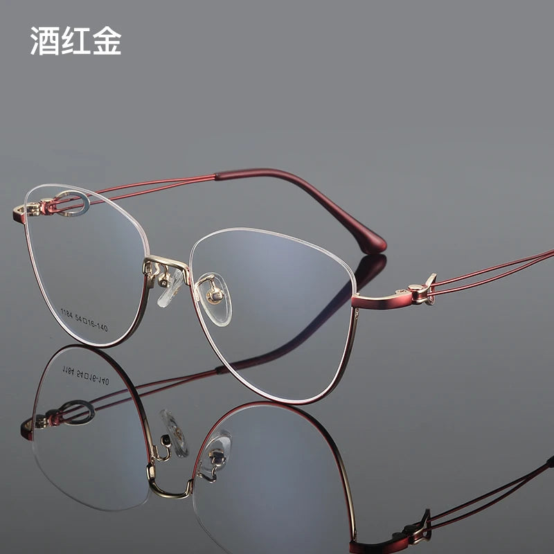 Bclear Women's Semi Rim Square Cat Eye Alloy Eyeglasses 61184