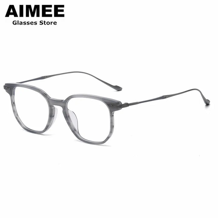 Aimee Unisex Full Rim Square Titanium Acetate Eyeglasses 945887 Full Rim Aimee Amber