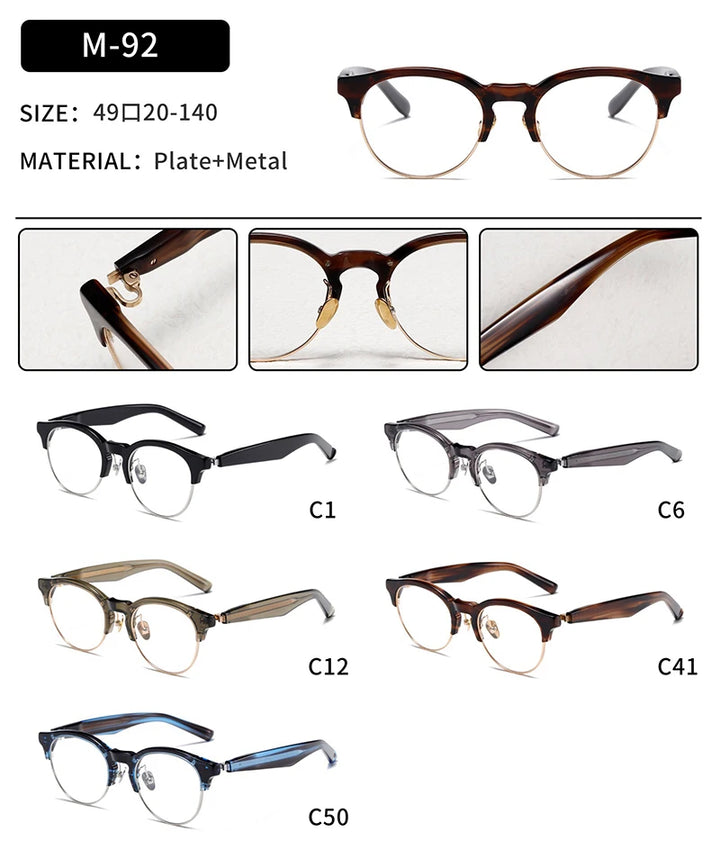 Nobler Unisex Full Rim Square Acetate Titanium Eyeglasses M092 Full Rim Nobler