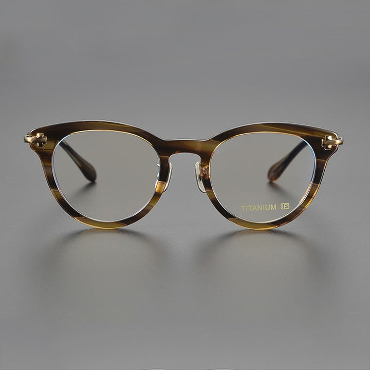 Gatenac Unisex Full Rim Cat Eye Acetate Titanium Eyeglasses Gxyj1120 Full Rim Gatenac
