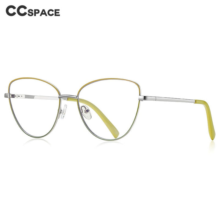 CCspace Unisex Full Rim Square Cat Eye Spring Hinge Alloy Eyeglasses 56273 Full Rim CCspace